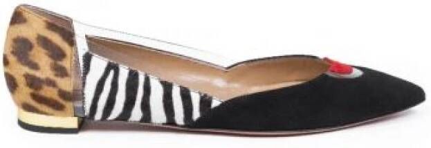 Aquazzura Suède Ballerina`s met Zwarte Zebra en Luipaard Inzetstukken Black Dames