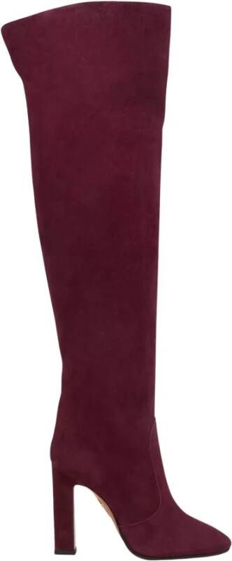 Aquazzura Suède Kniehoge Laarzen Joplin Bordeaux