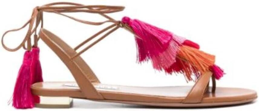 Aquazzura Tassel Platte Sandalen voor Vrouwen Multicolor Dames