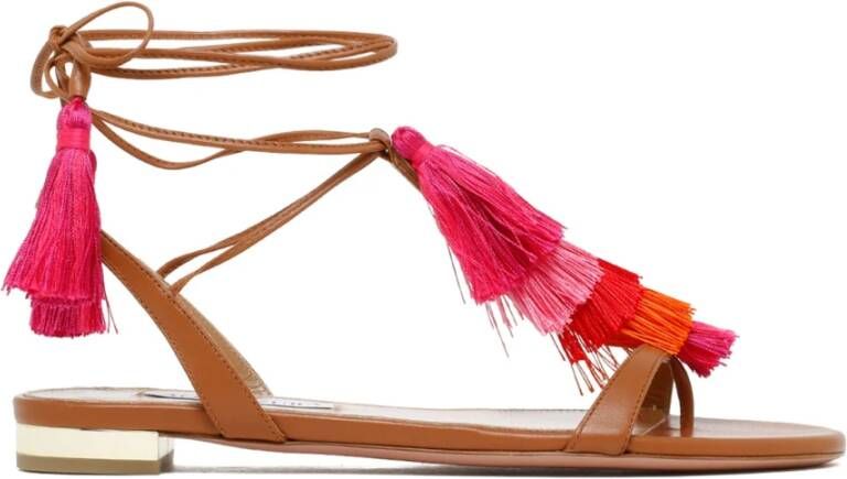 Aquazzura Tassel Sandal Flat met Franjes