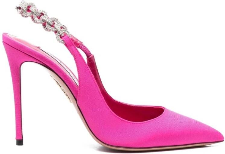 Aquazzura Roze kristalversierde satijnen pumps Pink Dames