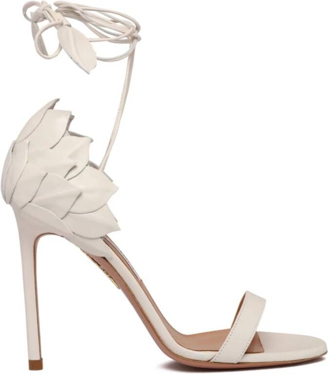 Aquazzura Witte Hibiscus Sandaal met Stiletto Hak