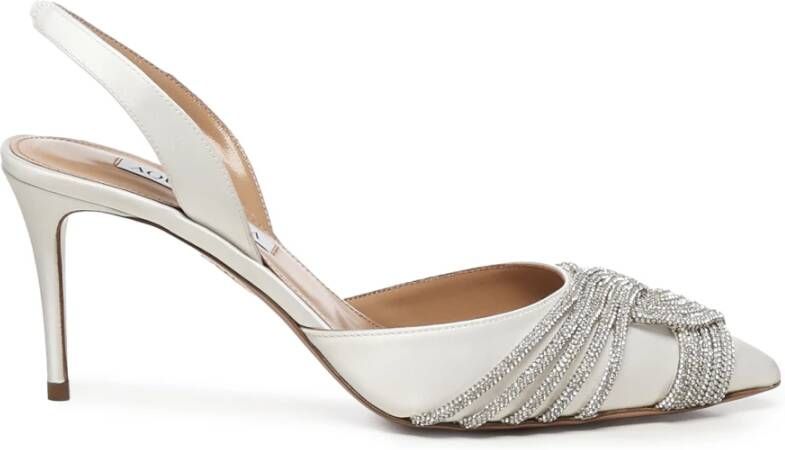Aquazzura Witte Satijnen Slip-On Stiletto Hakken