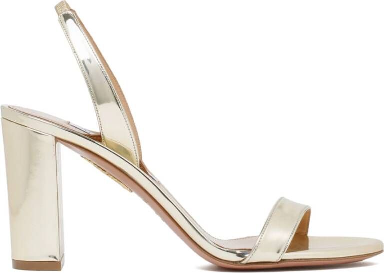 Aquazzura Zachte Gouden Elastische Enkelband Sandalen