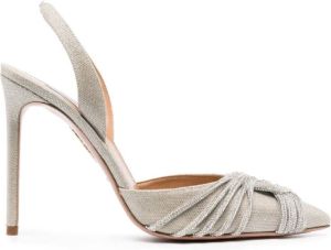 Aquazzura Zilveren Kristal Sling Pump 105mm Grijs Dames