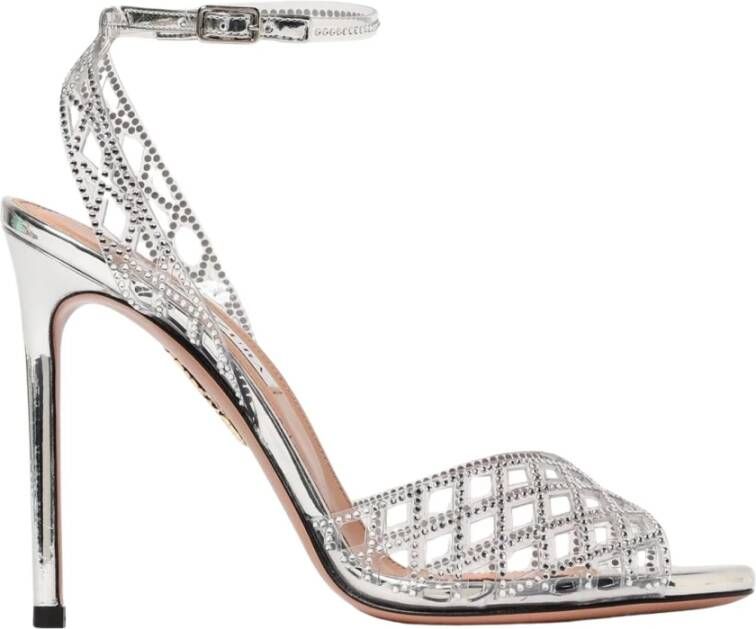 Aquazzura Zilveren Sandalen met Hak en Enkelband