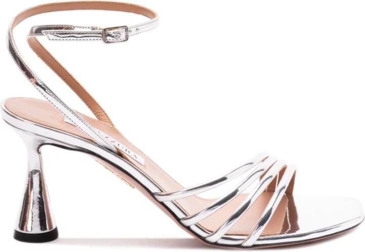 Aquazzura Zilverkleurige Gesp Enkelband Hakken