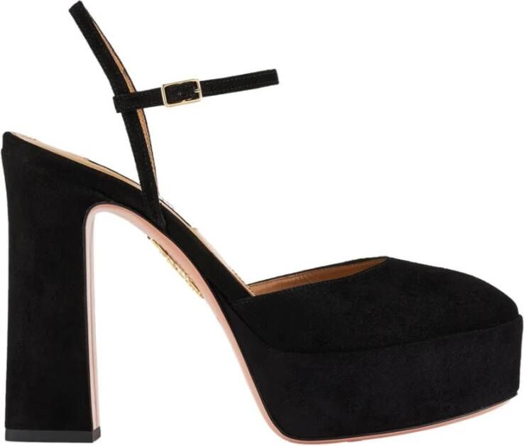 Aquazzura Zwart Kid Suede Leren Plateau Zwart Dames