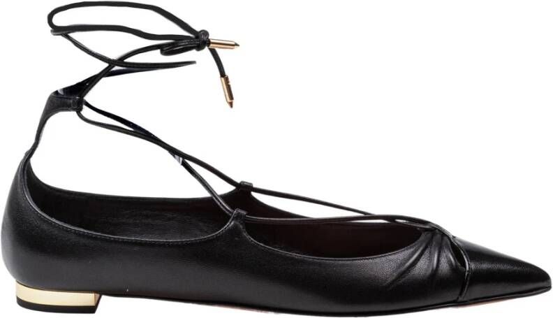 Aquazzura Puntige balletflats met goudkleurige hak Black Dames