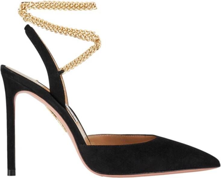 Aquazzura Gouden Ketting Enkelband Pumps Black Dames