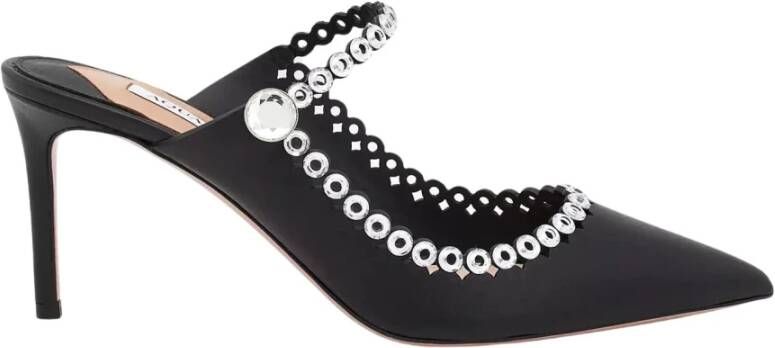 Aquazzura Zwarte kristal stiletto muiltjes Carnaval