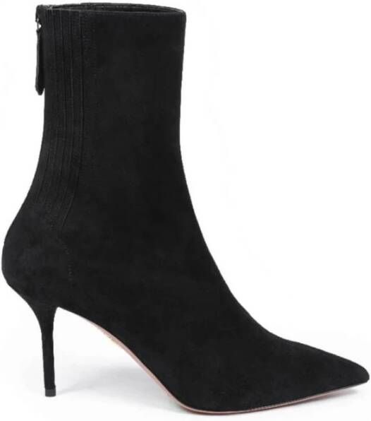 Aquazzura Zwarte laarzen met puntige neus elastische panelen en rits Black Dames