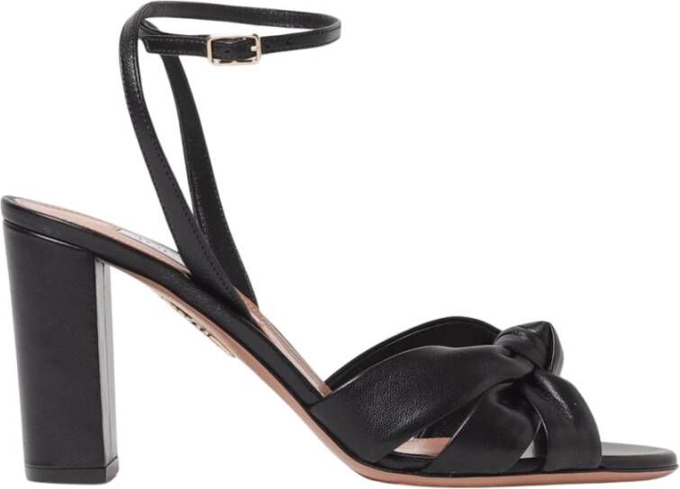 Aquazzura Zwarte leren blokhak sandalen