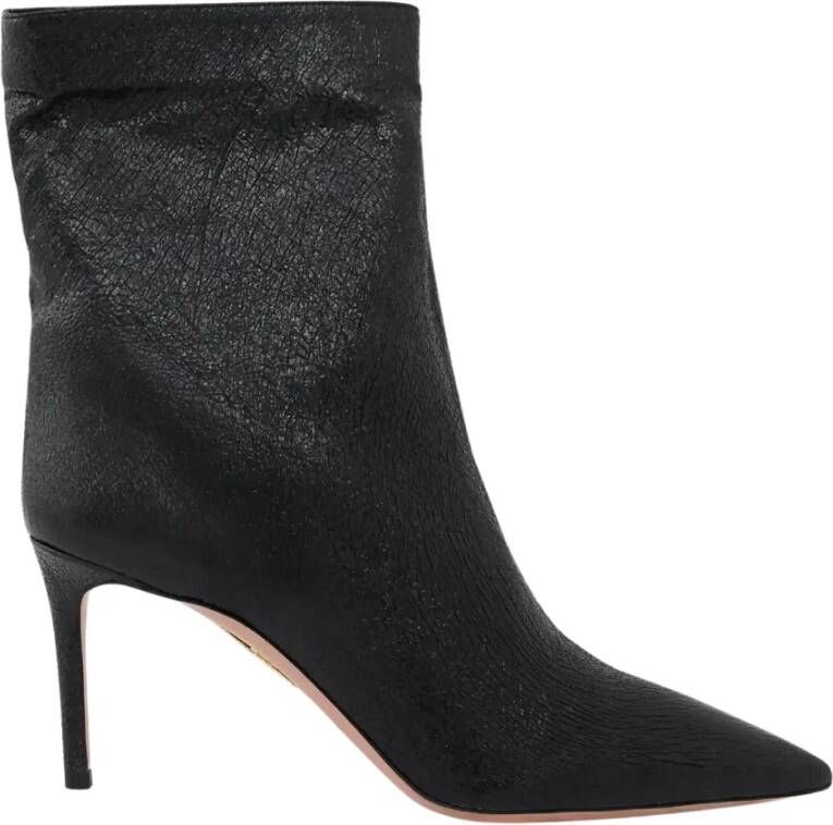 Aquazzura Zwarte leren enkellaarsjes Matignon 75