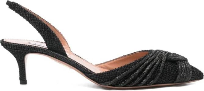 Aquazzura Zwarte Nylon Glanzende Salon Schoenen