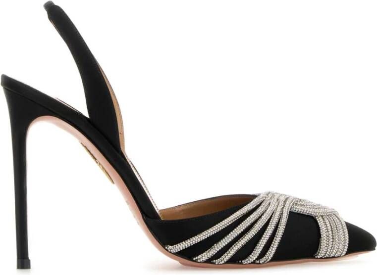 Aquazzura Zwarte Satijnen Gatsby Sling Pumps