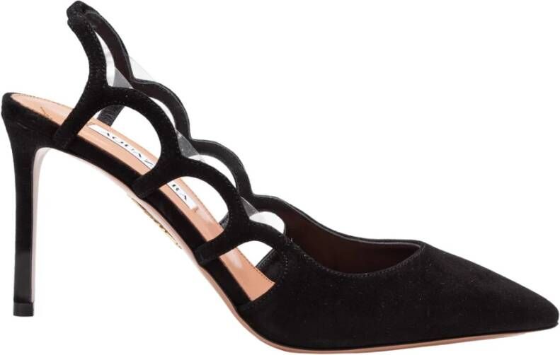 Aquazzura Zwarte Suède Décolleté Bootie Pomp
