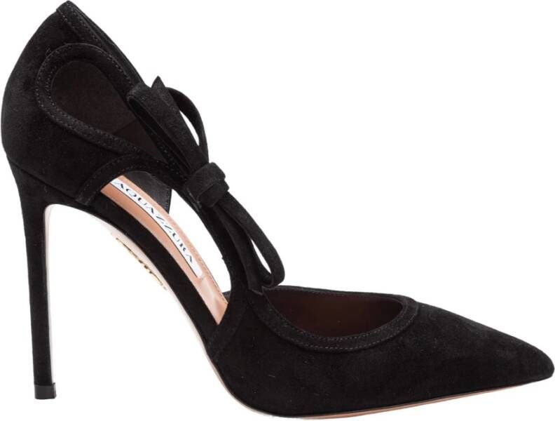 Aquazzura Zwarte Suède Pumps met Puntige Neus