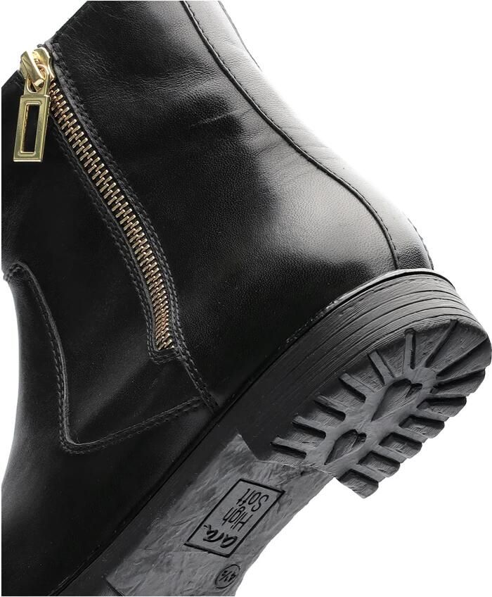 Ara Zwarte leren enkellaars met gouden rits Black Dames - Foto 6