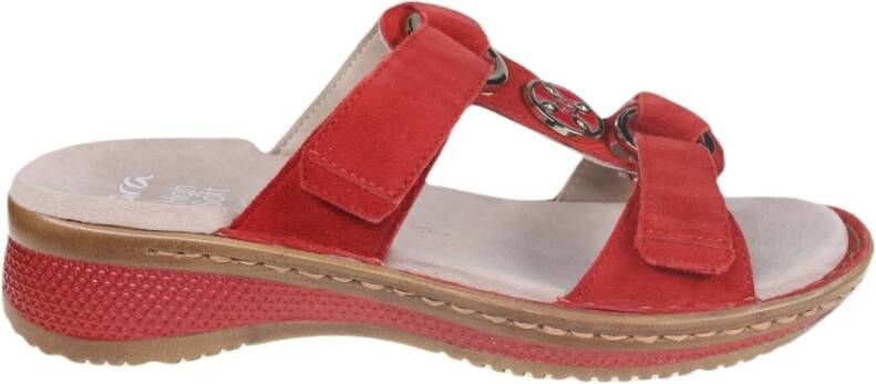 Ara Flat Sandals Red Dames