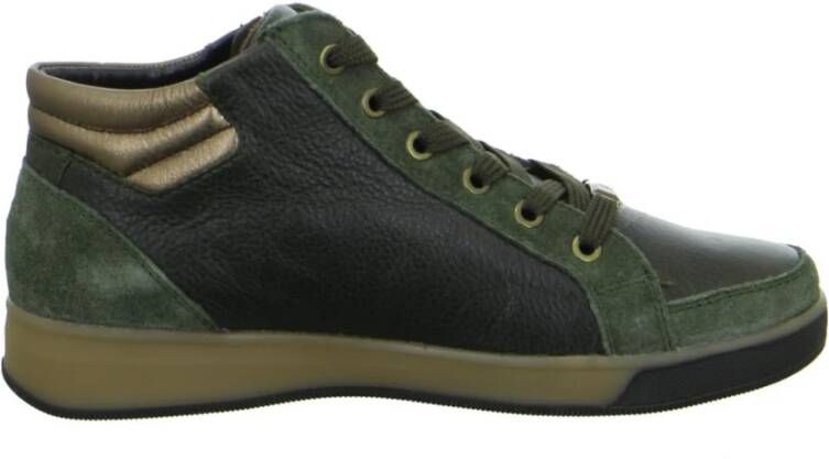 Ara Leren textiel sneaker laars Green Dames