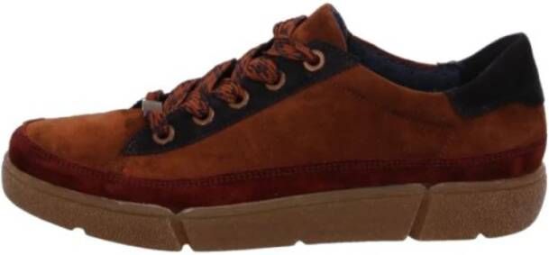 Ara Velours Sneakers met Vetersluiting Brown Dames