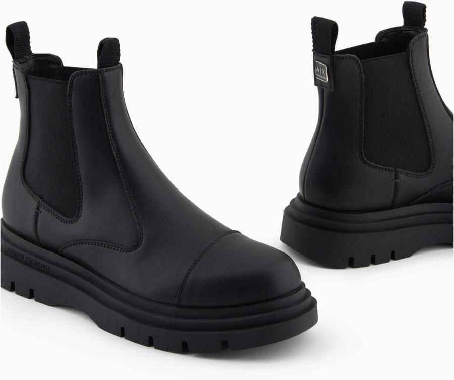 Armani Exchange Chelsea boots van echt leer model 'ANGRY ACTION'