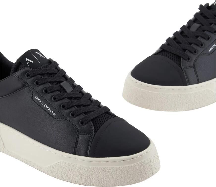 Armani Exchange Zwarte Sneakers Ronde Neus Rubberen Zool Black Heren - Foto 2