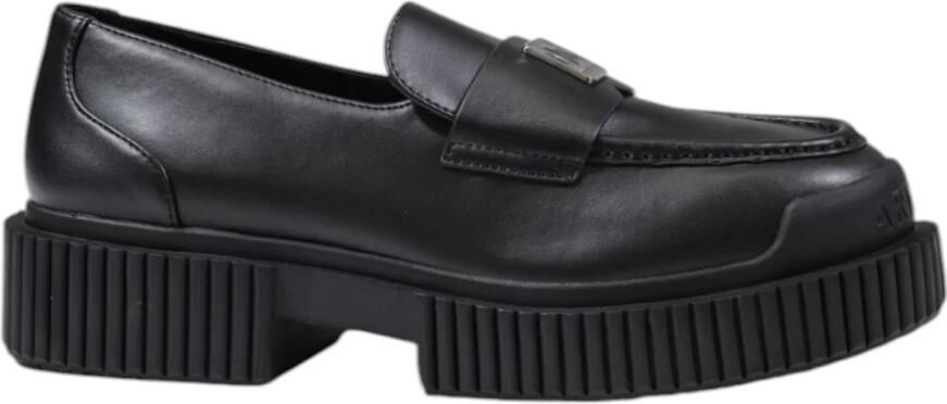 Armani Exchange Zwarte leren mocassin met rubberen zool - Foto 3