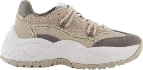 Armani Exchange Beige Sneakers voor Stijlvolle Look