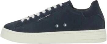 Armani Exchange Blauwe Leren Lage Sneakers