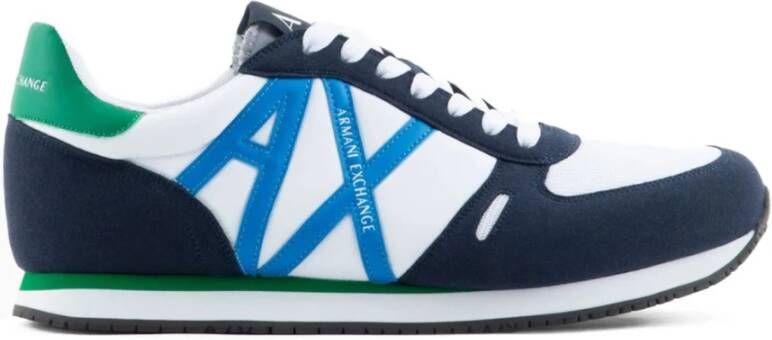 Armani Exchange Blauwe Mesh Suède Sneakers Multicolor Heren