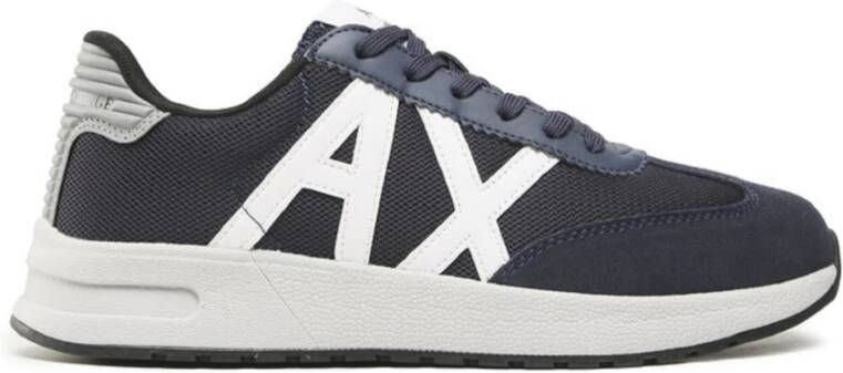 Armani Exchange Sneakers met Ronde Neus en Rubberen Zool Blue Heren