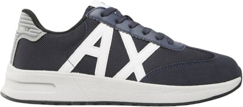 Armani Exchange Sneakers met Ronde Neus en Rubberen Zool Blue Heren