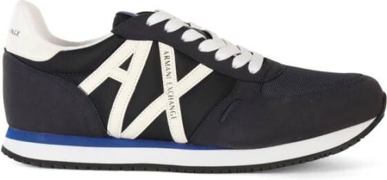 Armani Exchange Donkerblauwe Sneakers met Logo Patch Blue Heren