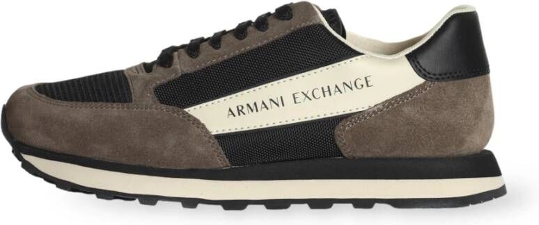 Armani Exchange Heren Croco+Zwart+Crème Sneakers Meerkleurig Heren