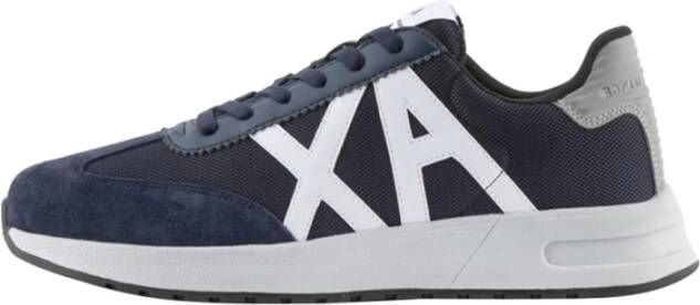 Armani Exchange Ronde Neus Rubberen Zool Veterschoenen Blauw Heren