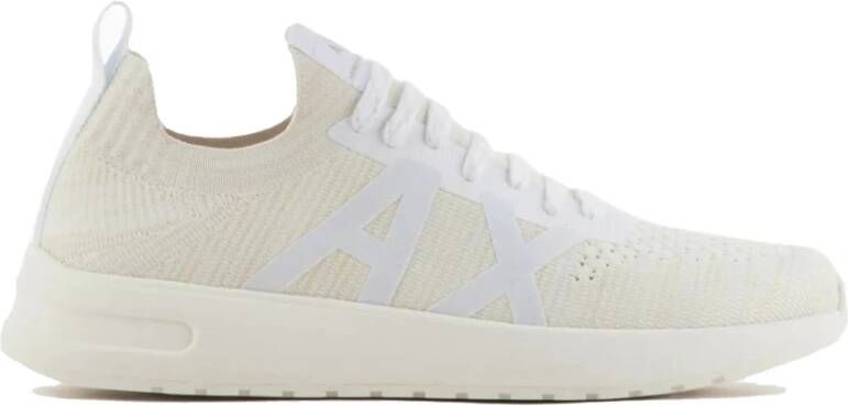 Armani Exchange Witte Gebreide Sportieve Sneakers White Heren