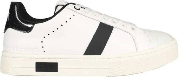 Armani Exchange Witte Glitter Leren Sneakers White Dames