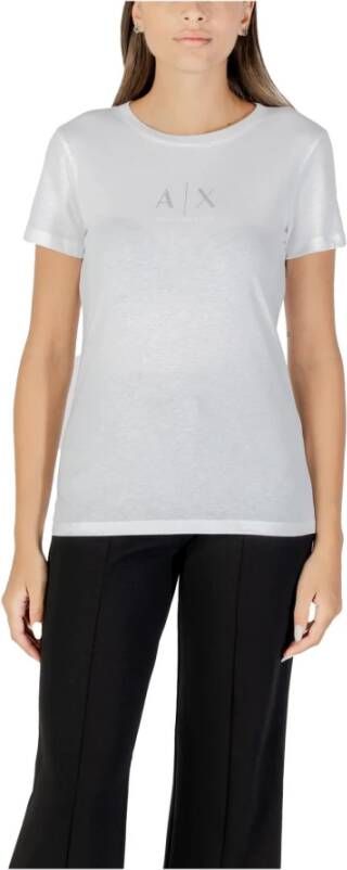 Armani Exchange Witte Katoenen Bedrukte Laarzen voor Vrouwen