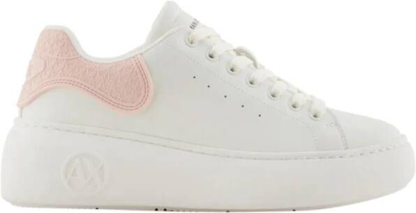 Armani Exchange Witte leren damessneakers
