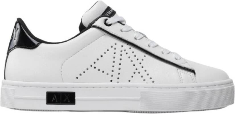 Armani Exchange Witte Leren Veterschoenen White Dames