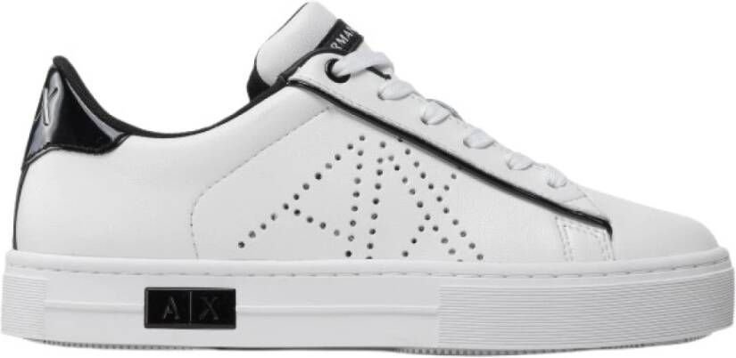 Armani Exchange Witte Leren Veterschoenen Aw22 White Dames