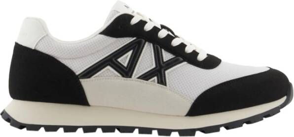 Armani Exchange Witte Logo Sneakers Eco-Suede Mesh Nylon