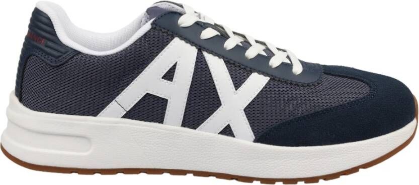 Armani Exchange Lederen sneakers met een groot logo Blauw Heren
