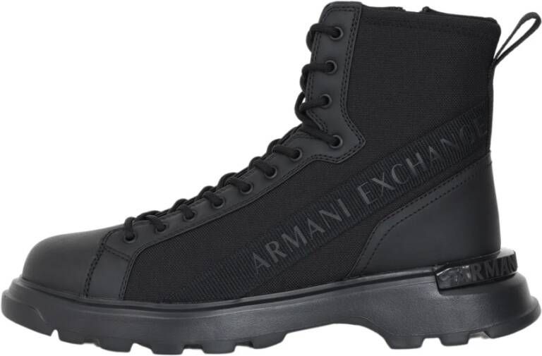 Armani Exchange Zwarte casual hoge sneakers met rits Zwart Heren