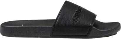 Armani Exchange Zwarte Effen Rubberen Slippers Black Heren