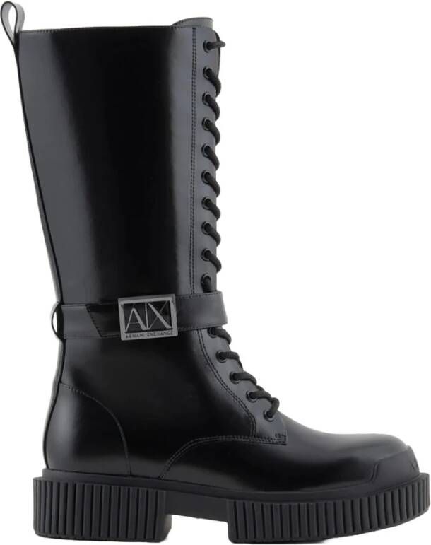 Armani Exchange Zwarte laarzen met vierkante hak Black Dames - Schoenen.nl