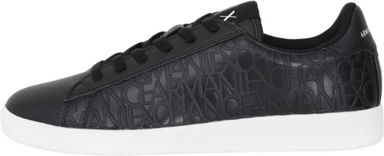 Armani Exchange Zwarte lage profiel sneakers met reliëf logo print Zwart Heren