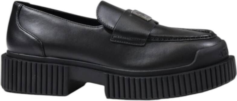 Armani Exchange Zwarte leren mocassin lente zomer collectie Black Dames